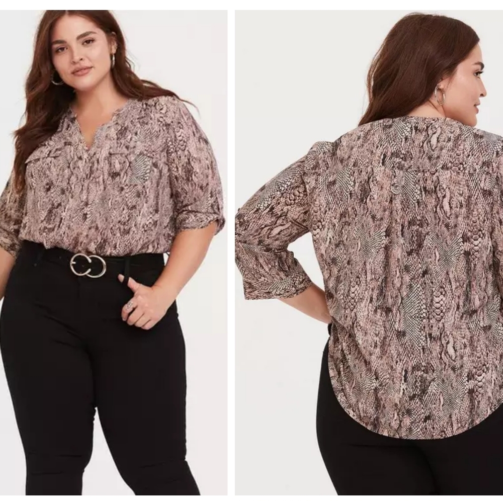 Torrid Harper Georgette 3/4 Sleeve Blouse